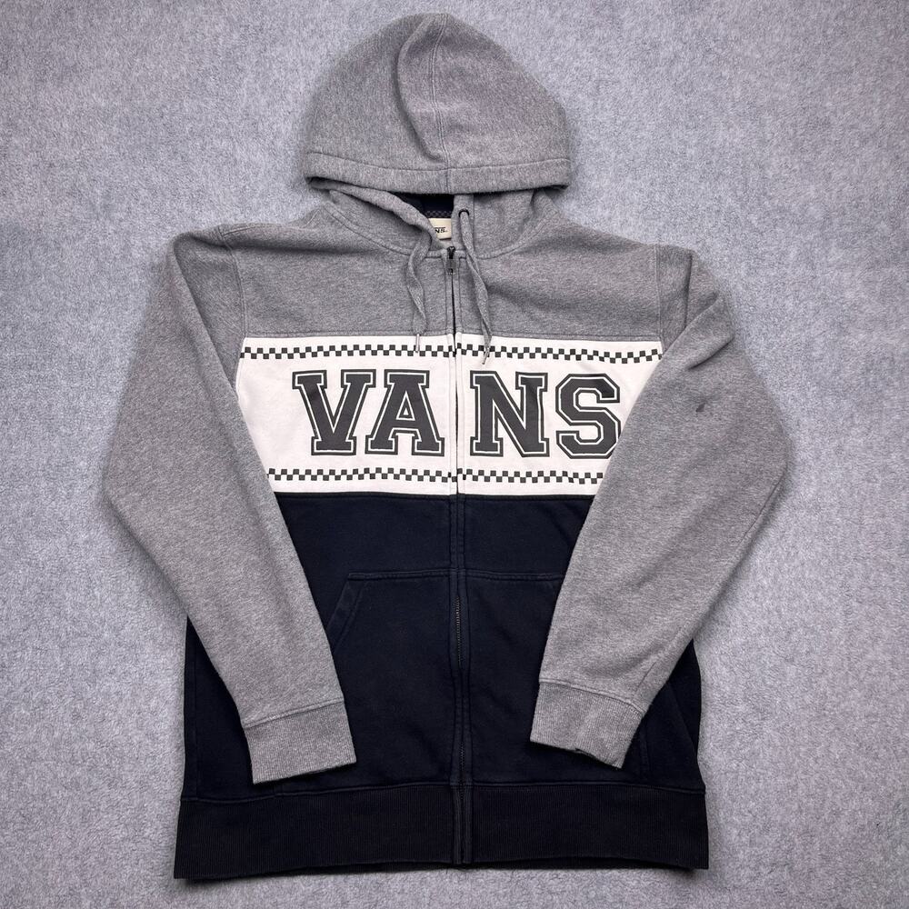 vans hoodie gray zip up sweatshirt small